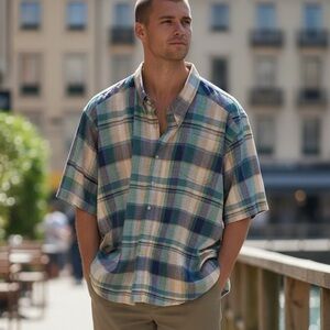 Windsor Shirt Company Authentic Indian Madras Plaid Shirt NWT Size L